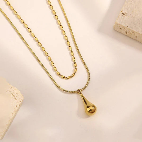 Minimalistic Teardrop Layered Necklace