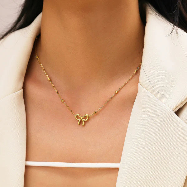 Gold-Plated Infinity Bow Pendant