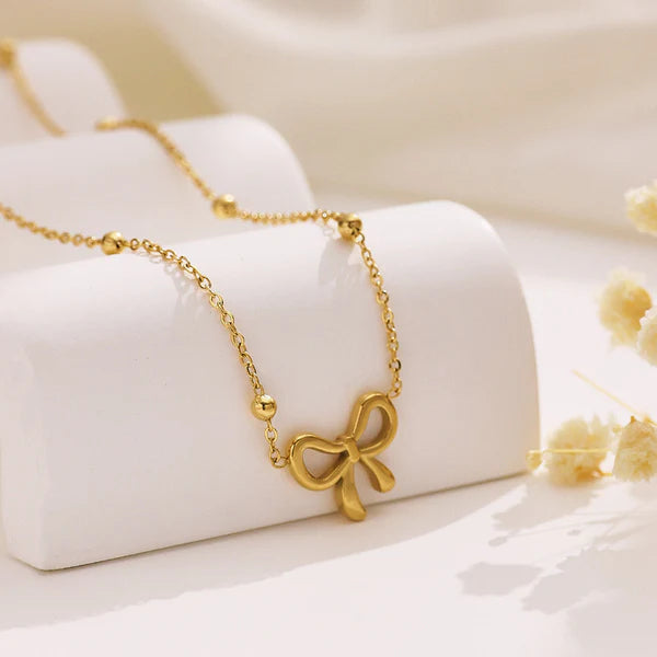 Gold-Plated Infinity Bow Pendant