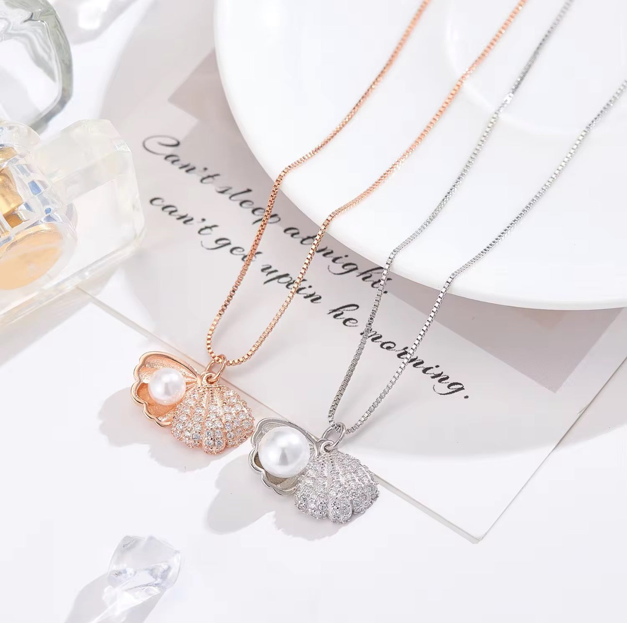 Ocean Whisper Shell Pearl Pendant Necklace – 925 Sterling Silver