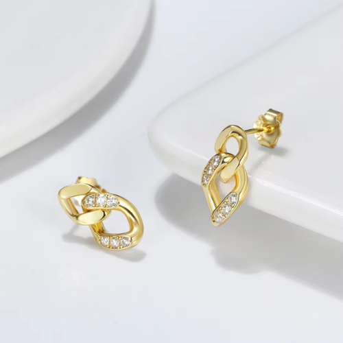 Chain Link Earrings Gold Plated