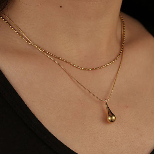 Minimalistic Teardrop Layered Necklace