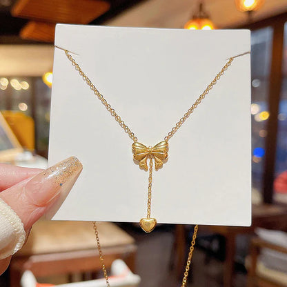Heart Themed Bow inspired Pendant Necklace
