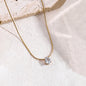 Gold Chain Necklace with Teardrop Crystal Pendant