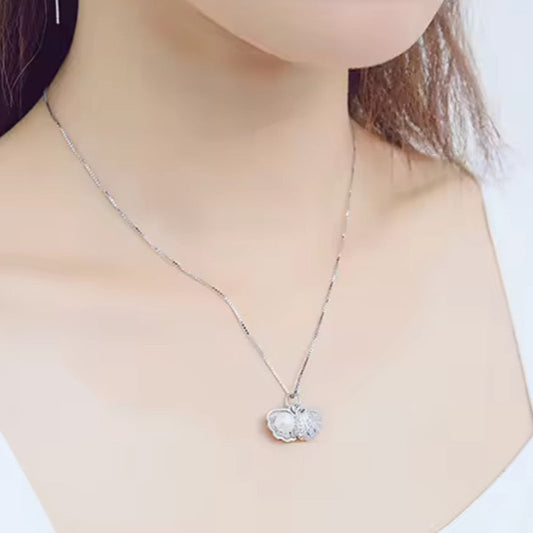 Ocean Whisper Shell Pearl Pendant Necklace – 925 Sterling Silver