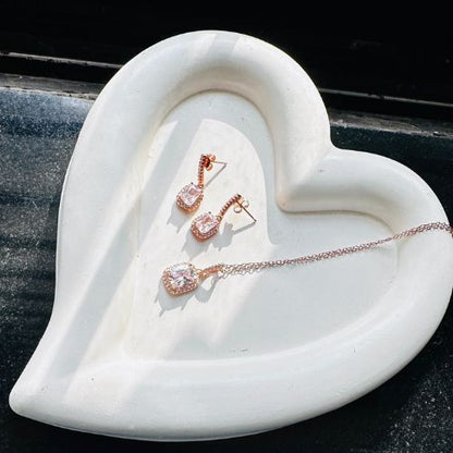 Cushion Cut Pendant & Drop Earrings