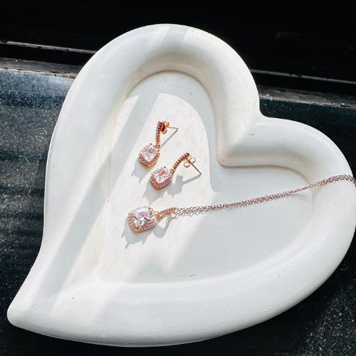 Cushion Cut Pendant & Drop Earrings