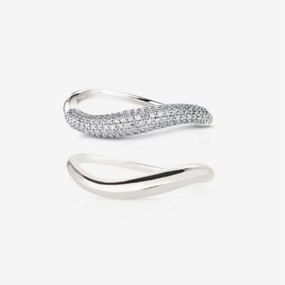 Eclipse Curve Ring Duo – Polished & Pave Set