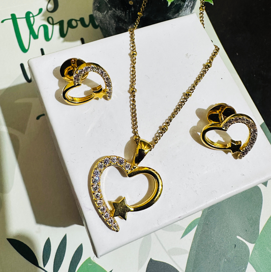 StarHeart Sparkle Pendant Set gold plated
